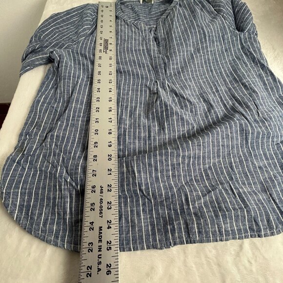 Joie Womens Blue & White Striped Cotton Long Sleeve Popover Top Blouse Medium - Picture 7 of 7